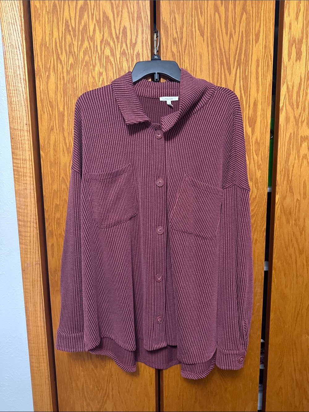 Maurices Ribbed Button-Up Cardigan in Maroon